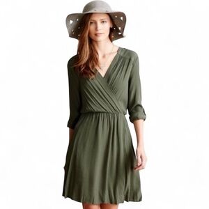 New Anthropologie Maeve Camo Green Cross Zip Dress